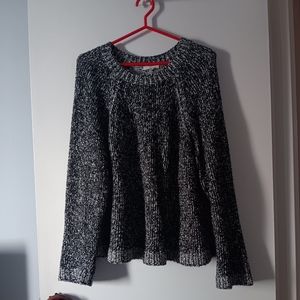 EILEEN FISHER Boucle Chunky Knit Black + White Cotton Sweater L/XL